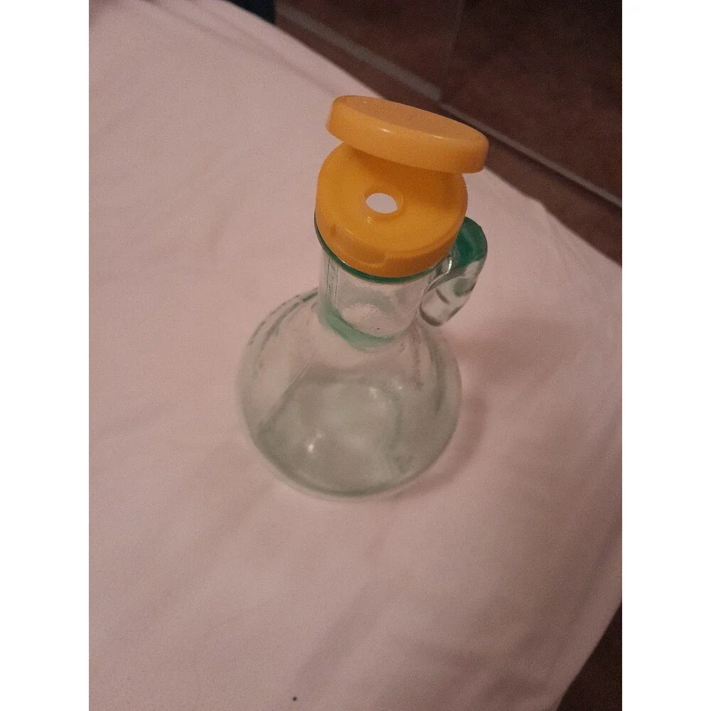 Olive Garden Vintage Green Glass Salad Dressing Bottle Decanter Jug